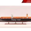 The wooden model ship, handcrafted by the skilled hands of Vietnamese artisans, is proudly displayed at the Gia Nhien wooden ship showroom.