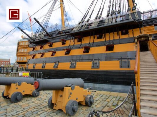 HMS Victory – an ancient warship built from oak wood.